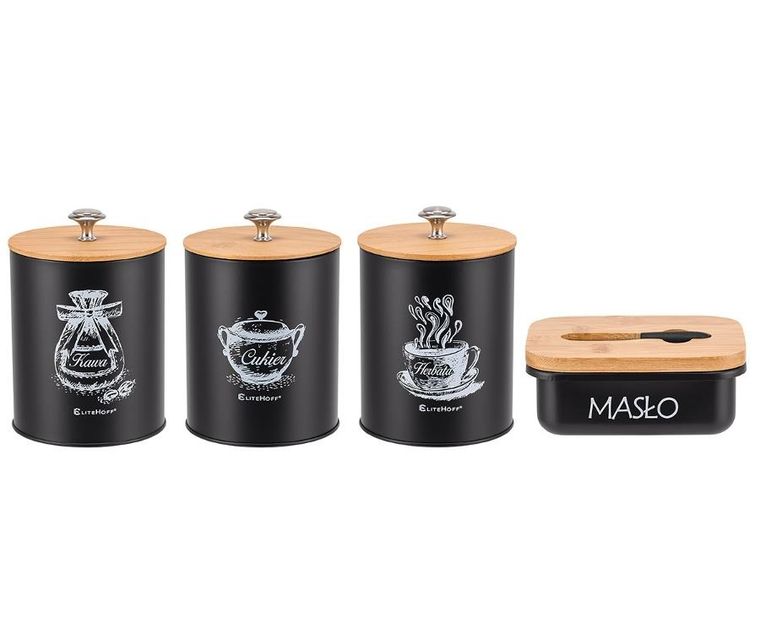 Elitehoff, zestaw pojemników kuchennych i maselniczka, 3 szt., E-6057