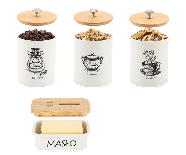 Elitehoff, zestaw pojemników kuchennych i maselniczka, 3 szt., E-6058