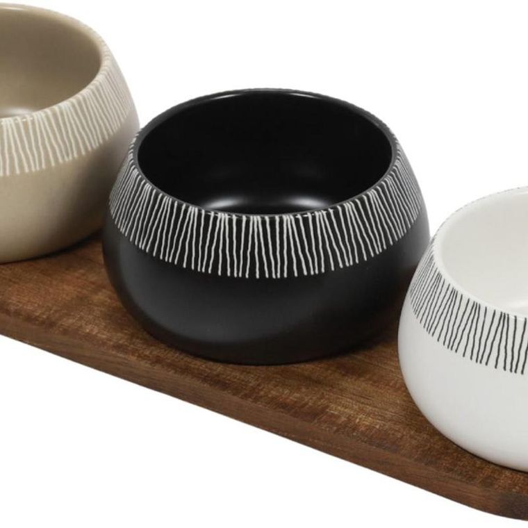 Emako, Rori, miseczki na przekąski z tacą, 3 szt.