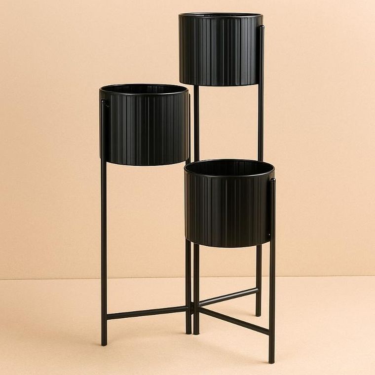 Emako, Viko, kwietnik loftowy, metalowy, 3 doniczki