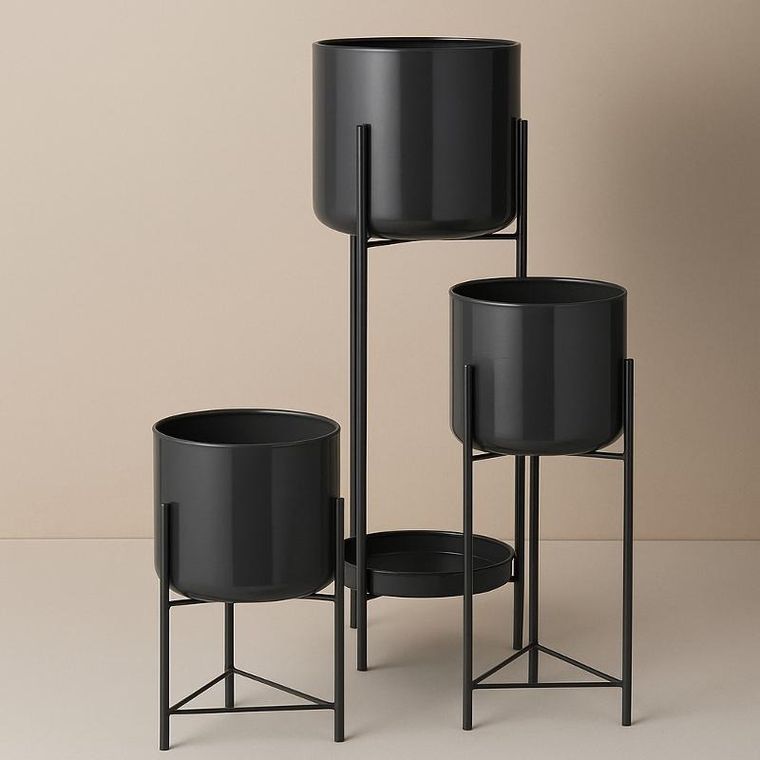 Emako, Viko, kwietnik loftowy na 4 doniczki, cynkowy