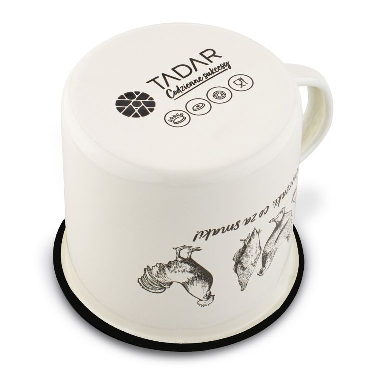 Emaliowany kubek, 10 cm, 700 ml, o kurczaki