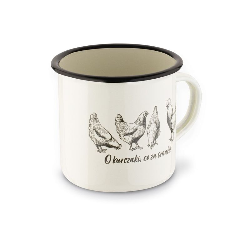 Emaliowany kubek, 9 cm, 500 ml, o kurczaki
