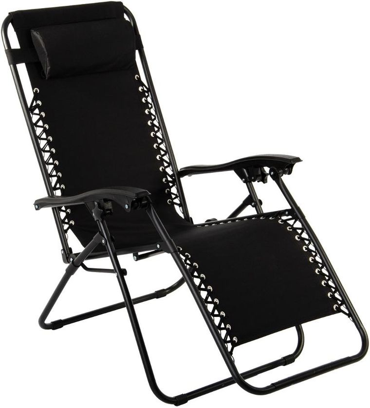 Enero, Bliss, leżak ogrodowy z zagłówkiem, składany, czarny