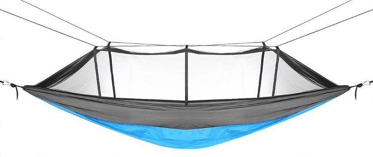 Enero Camp, hamak turystyczny, z moskitierą, 2 osobowy, niebieski, 270-140 cm