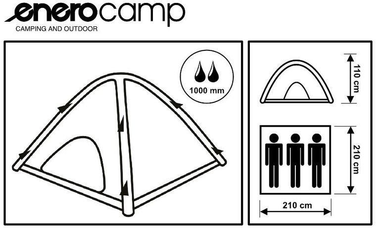 Enero Camp, Holiday, namiot 3 osobowy, dmuchany, 210-210-110 cm