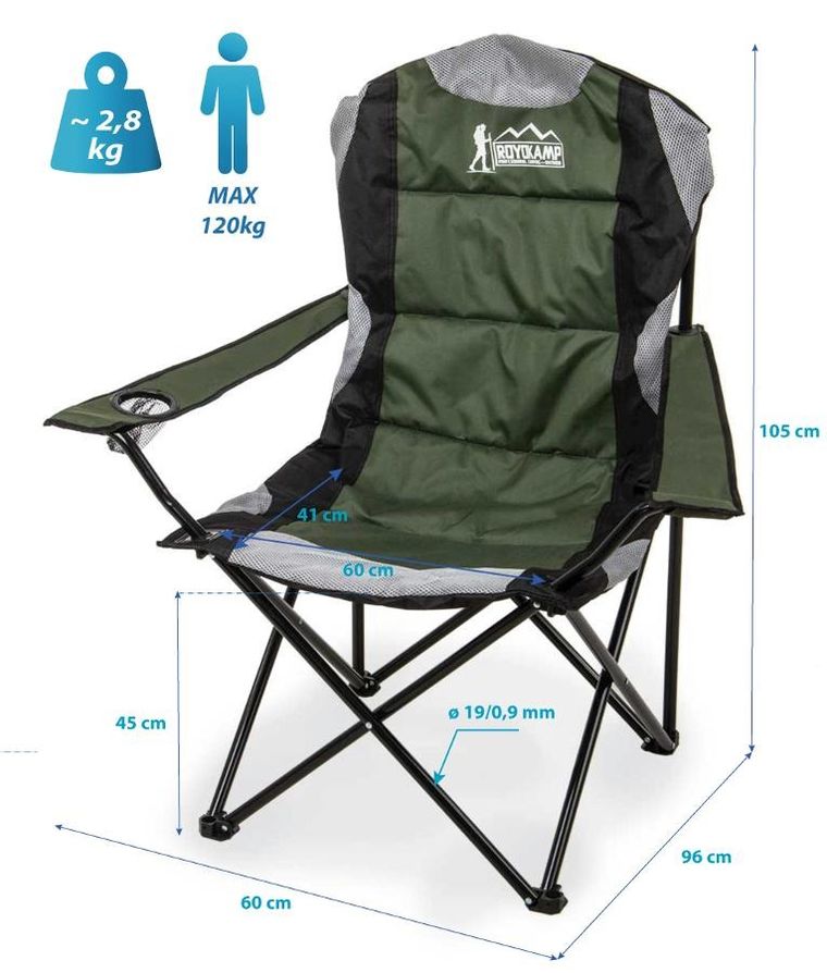 Enero camp, krzesło turystyczne składane lux 60-60-105cm zielono-czarne
