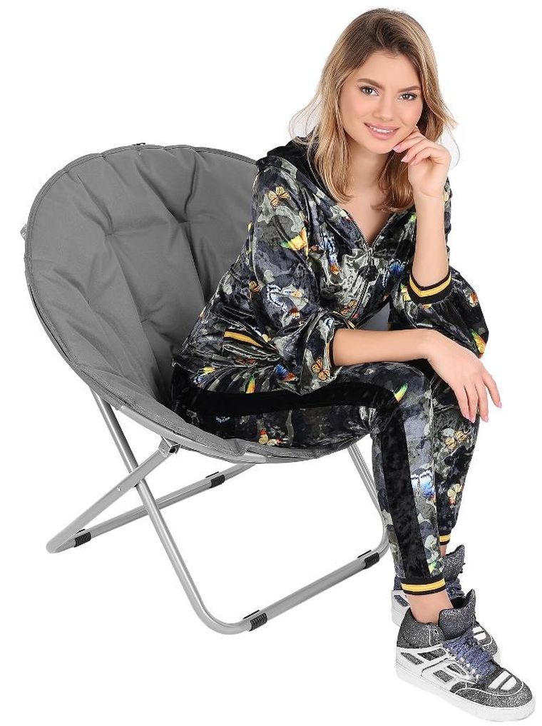 Enero Camp, Moon, fotel campingowy, ciemny szary, 82-68-79 cm
