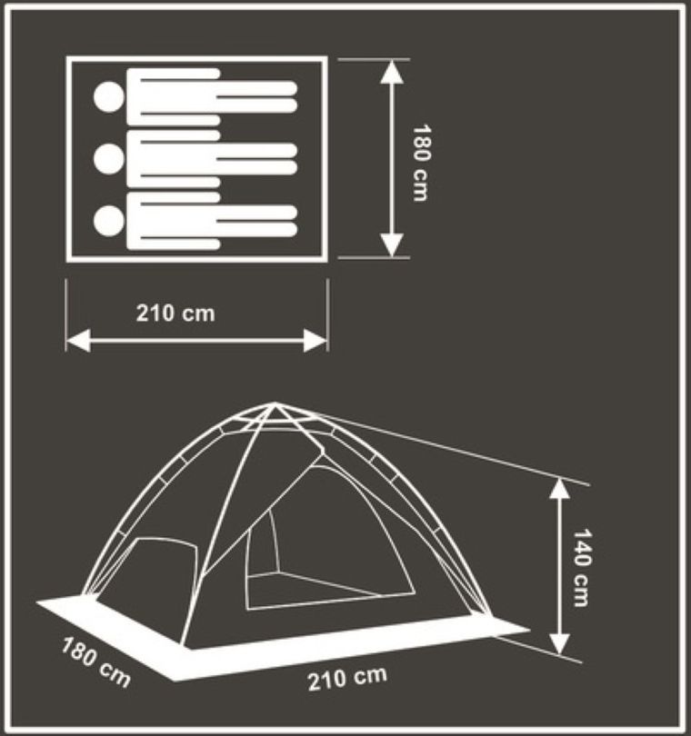 Enero Camp, namiot 3 osobowy, automatyczny 2w1, holiday, 210-180-140 cm