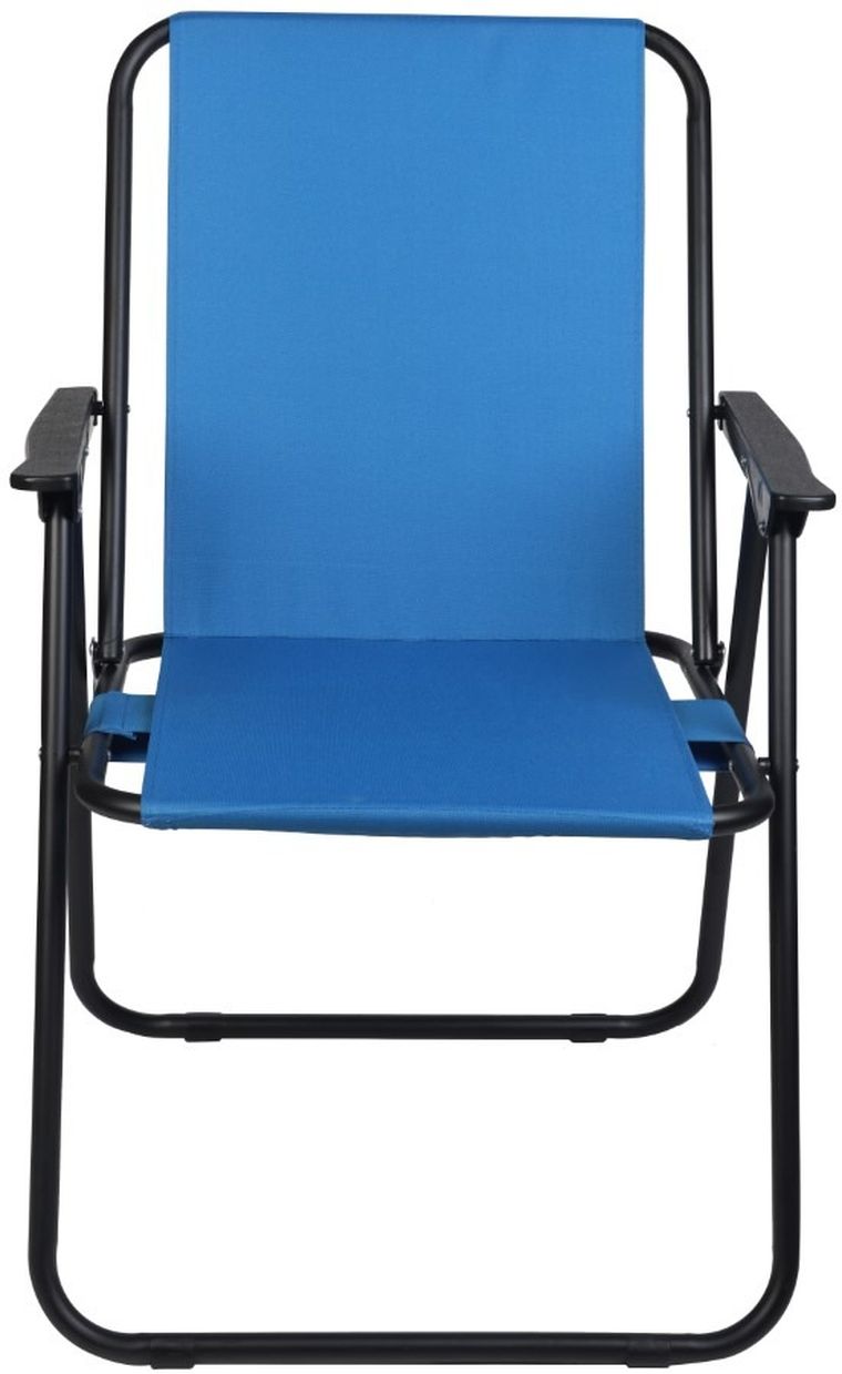 Enero Camp, składane krzesło turystyczne z podłokietnikami, niebieskie, 52-44-75 cm