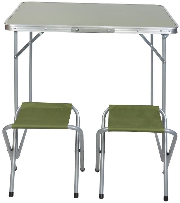 Enero Camp, składany stolik turystyczny, 2 krzesła, zielony, 80-60-70 cm