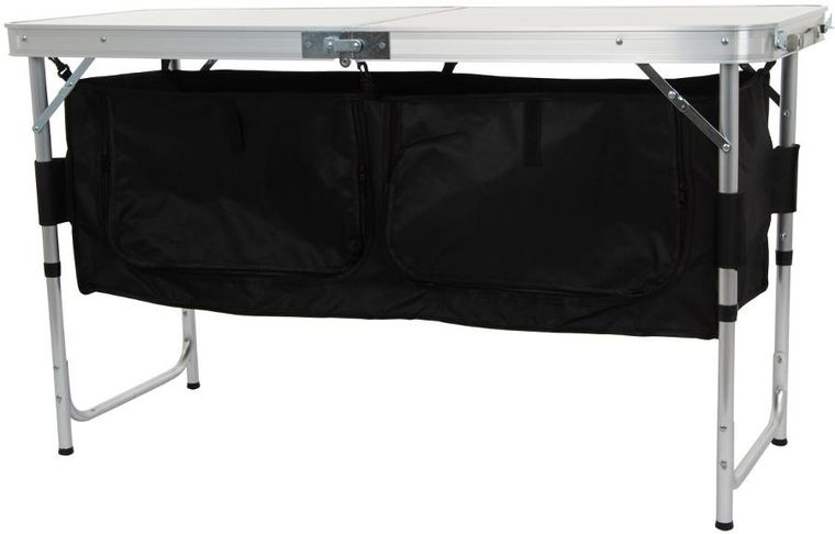 Enero Camp, składany stolik turystyczny, z szafą, 120-47-70/62/54 cm