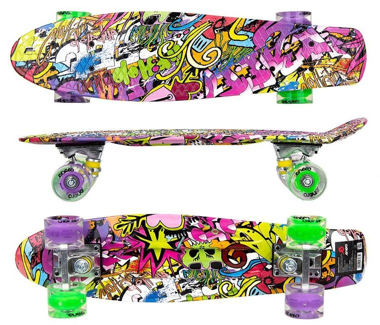 Enero, deskorolka LED, graffiti, 22"