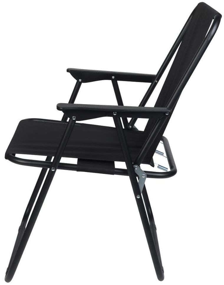 Enero, krzesło turystyczne z podłokietnikami, składane, czarne, 52-44-75 cm