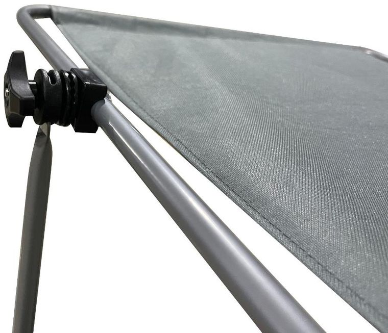 Enero, leżak plażowy z daszkiem na kółkach, składany, szary, 116-62-62-90 cm