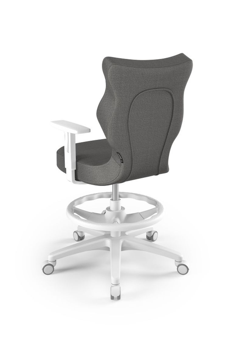 Entelo, Duo, krzesło młodzieżowe z podnóżkiem i podłokietnikami, wzrost 146-176,5 cm, ciemno szare