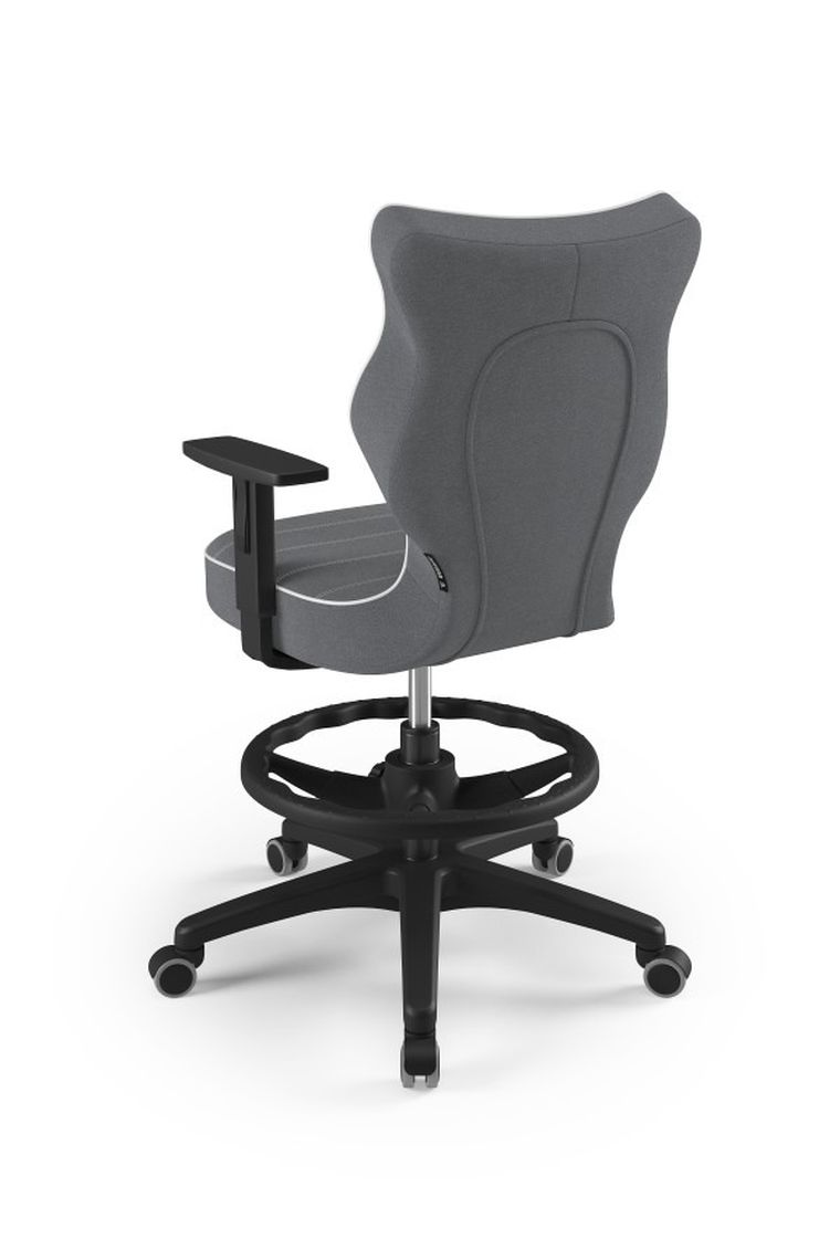 Entelo, Duo, krzesło młodzieżowe z podnóżkiem i podłokietnikami, wzrost 146-176,5 cm, ciemno szare