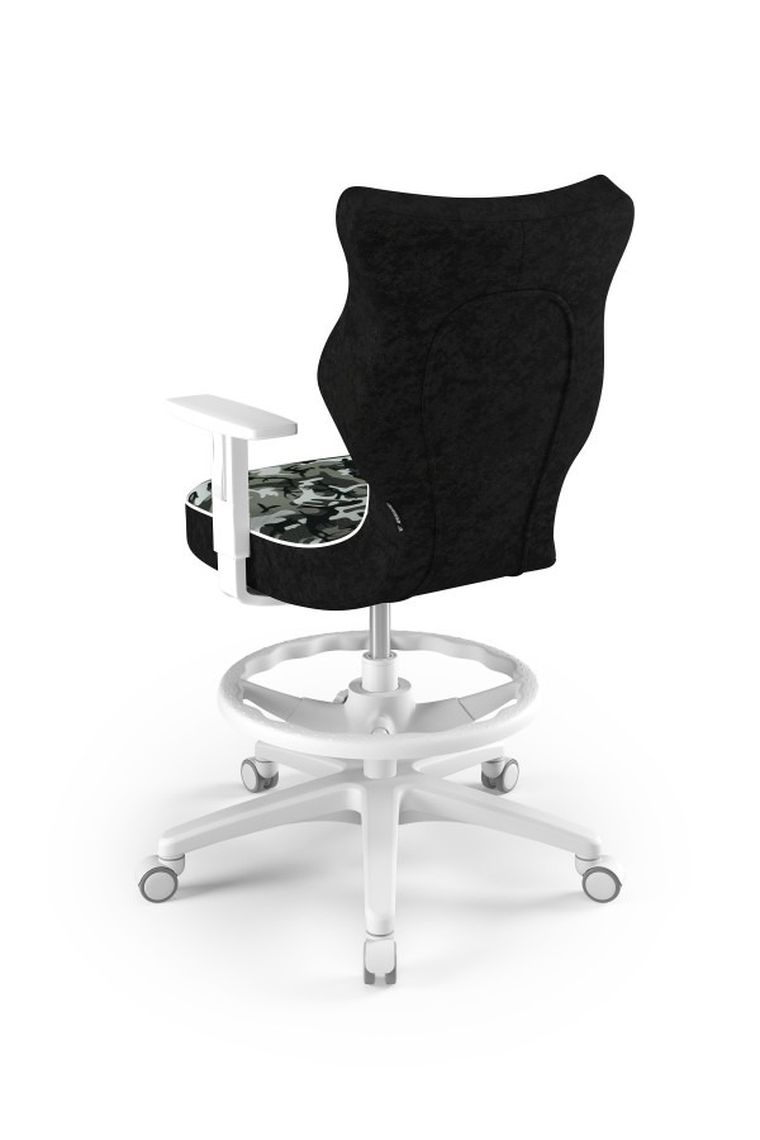 Entelo, Duo, krzesło młodzieżowe z podnóżkiem i podłokietnikami, wzrost 146-176,5 cm, czarne