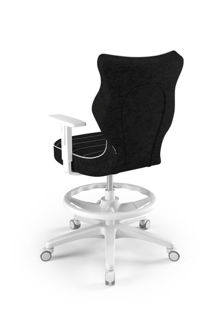 Entelo, Duo, krzesło młodzieżowe z podnóżkiem i podłokietnikami, wzrost 146-176,5 cm, czarne