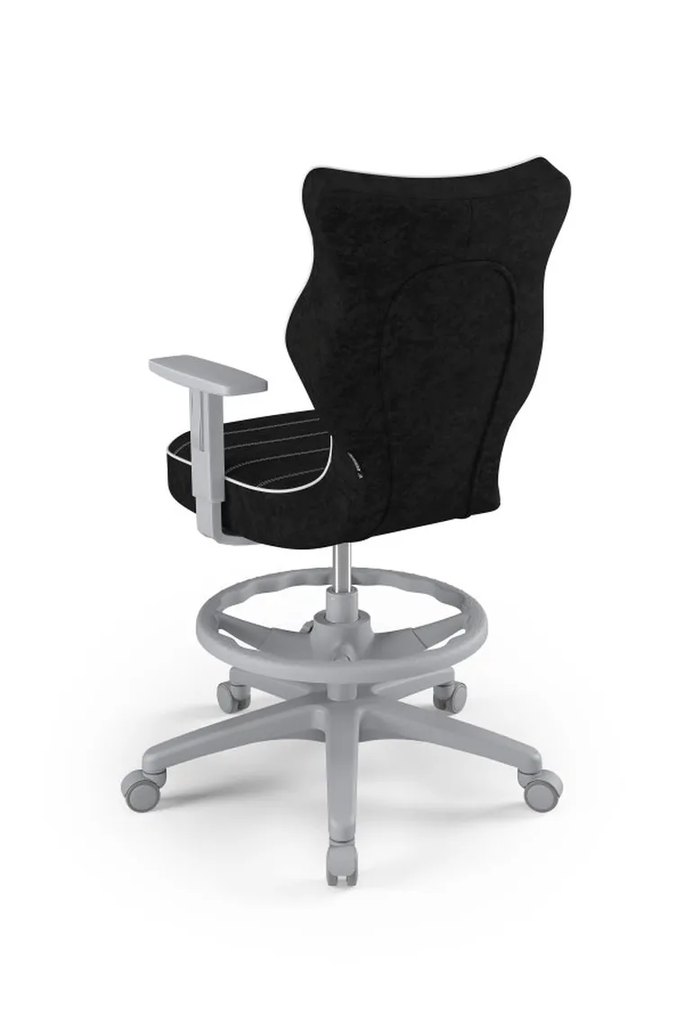 Entelo, Duo, krzesło młodzieżowe z podnóżkiem i podłokietnikami, wzrost 146-176,5 cm, czarne