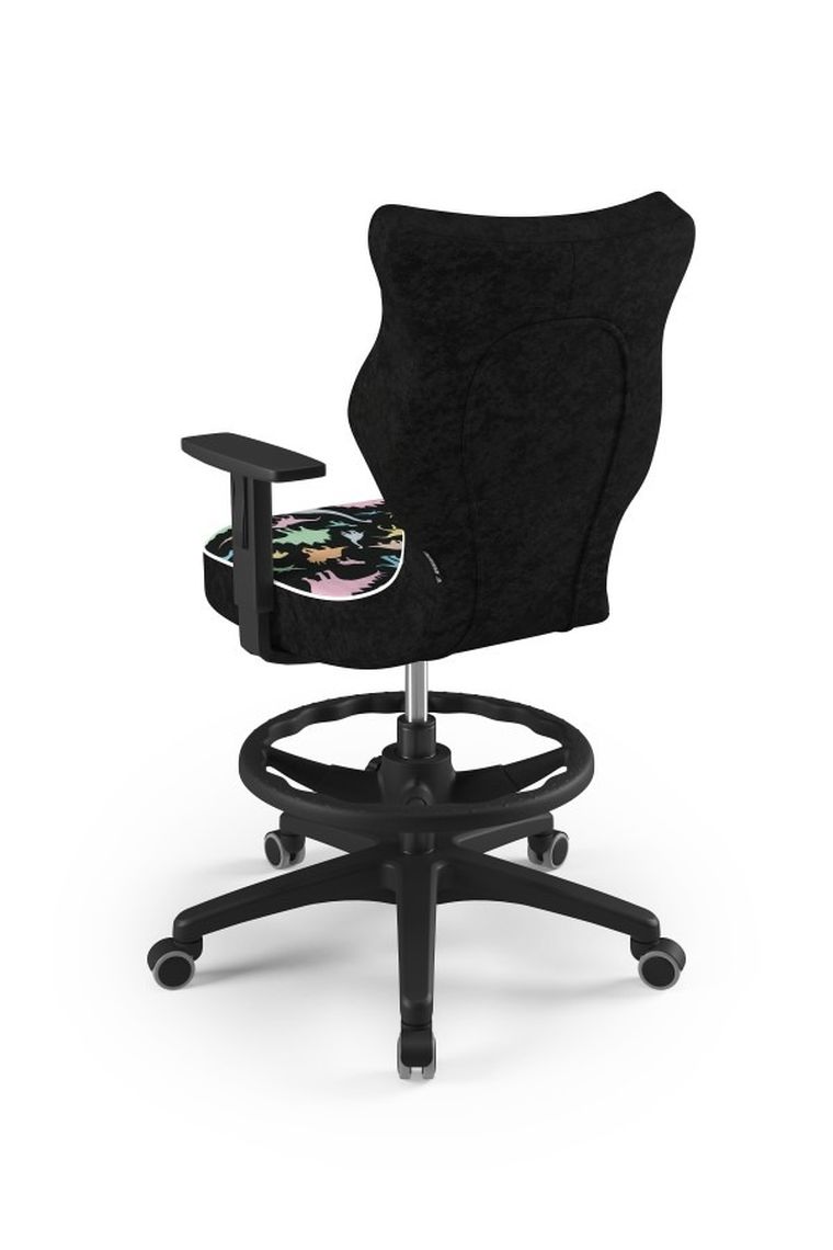 Entelo, Duo, krzesło młodzieżowe z podnóżkiem i podłokietnikami, wzrost 146-176,5 cm, dinozaury