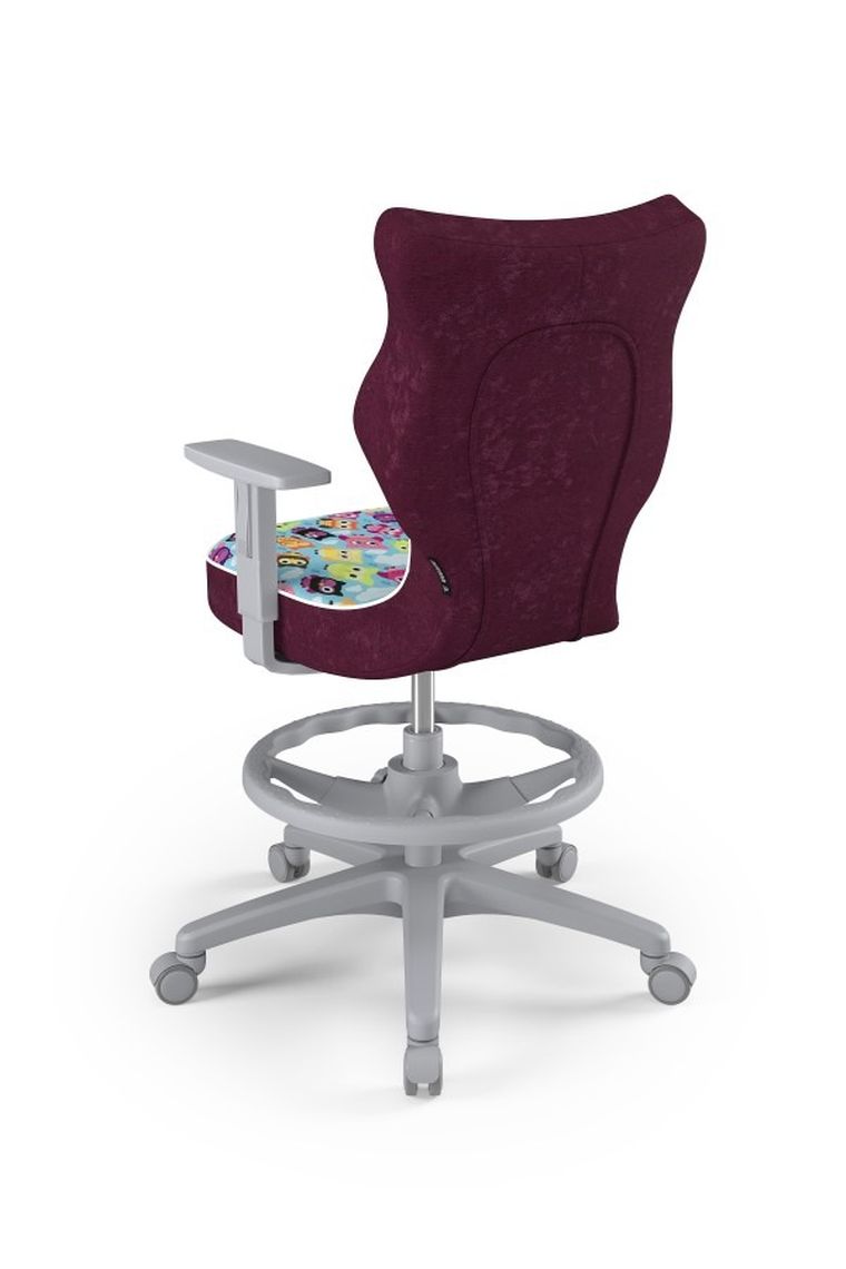 Entelo, Duo, krzesło młodzieżowe z podnóżkiem i podłokietnikami, wzrost 146-176,5 cm, sowy