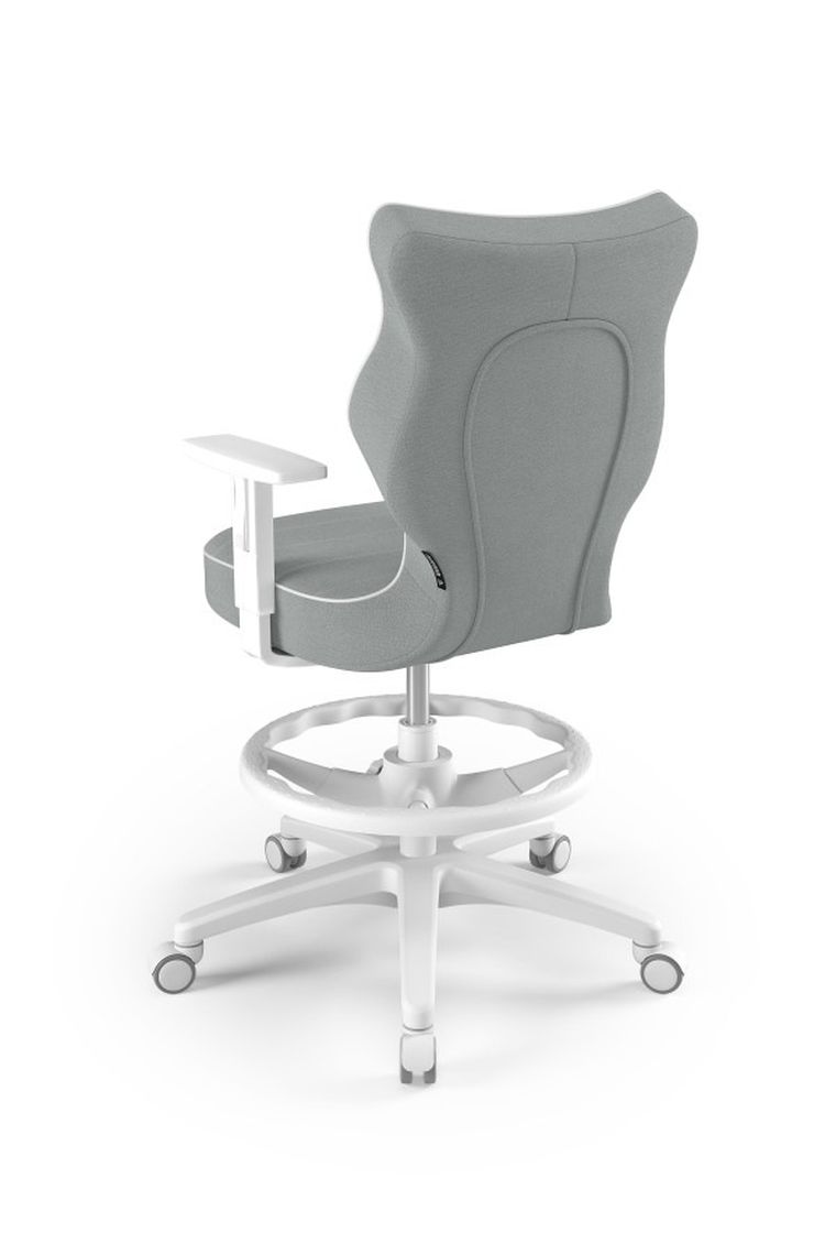 Entelo, Duo, krzesło młodzieżowe z podnóżkiem i podłokietnikami, wzrost 146-176,5 cm, szare