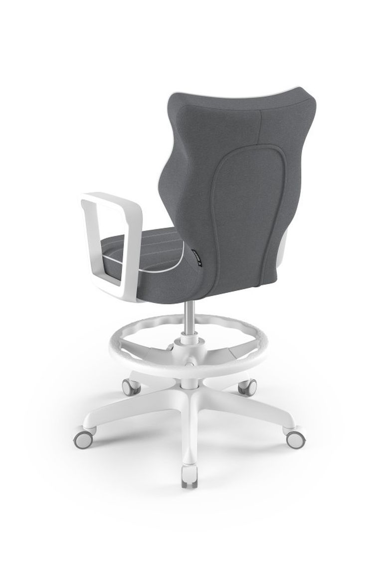 Entelo, Norm, krzesło młodzieżowe z podnóżkiem i podłokietnikami, wzrost 146-176,5 cm, ciemno szare