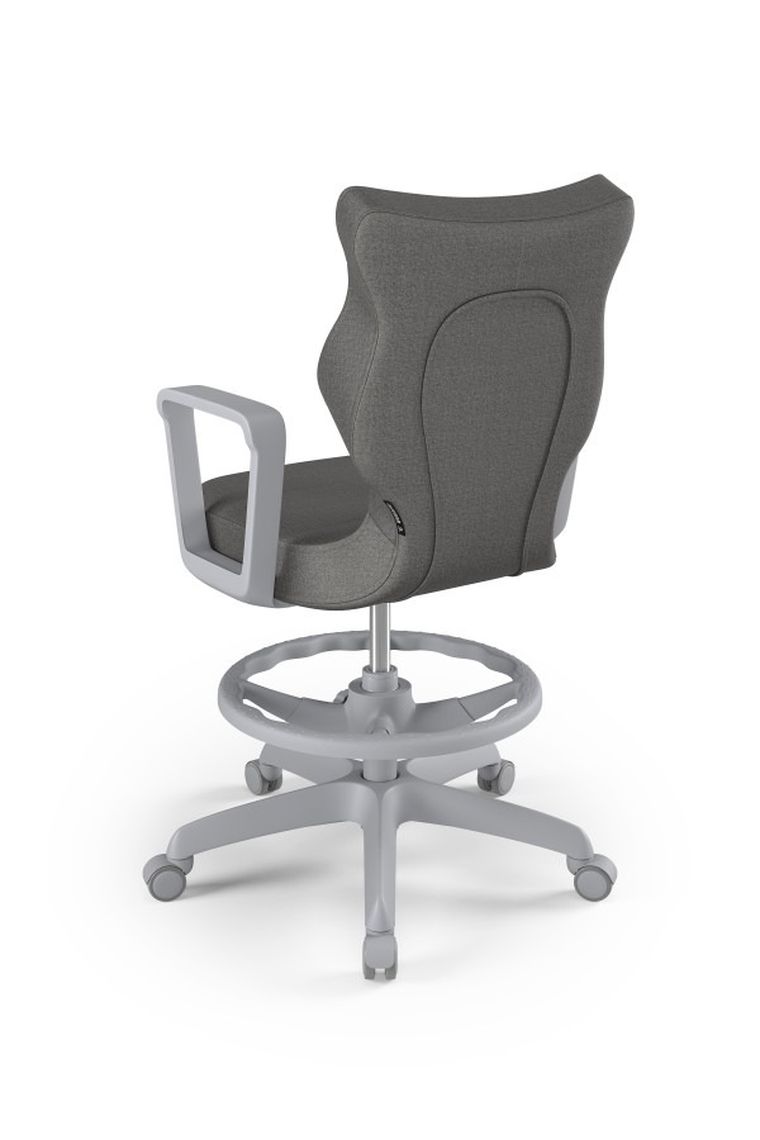 Entelo, Norm, krzesło młodzieżowe z podnóżkiem i podłokietnikami, wzrost 146-176,5 cm, ciemno szare