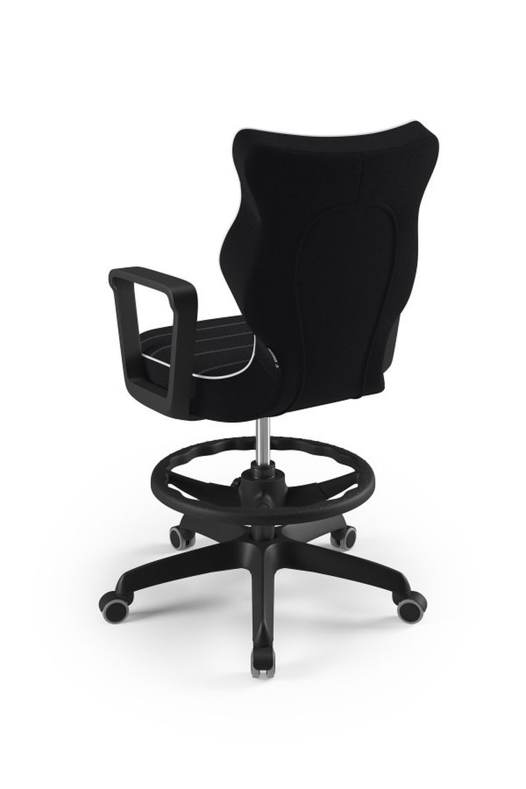 Entelo, Norm, krzesło młodzieżowe z podnóżkiem i podłokietnikami, wzrost 146-176,5 cm, czarne