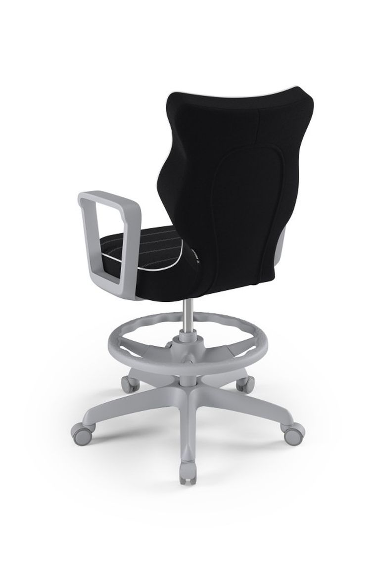 Entelo, Norm, krzesło młodzieżowe z podnóżkiem i podłokietnikami, wzrost 146-176,5 cm, czarne