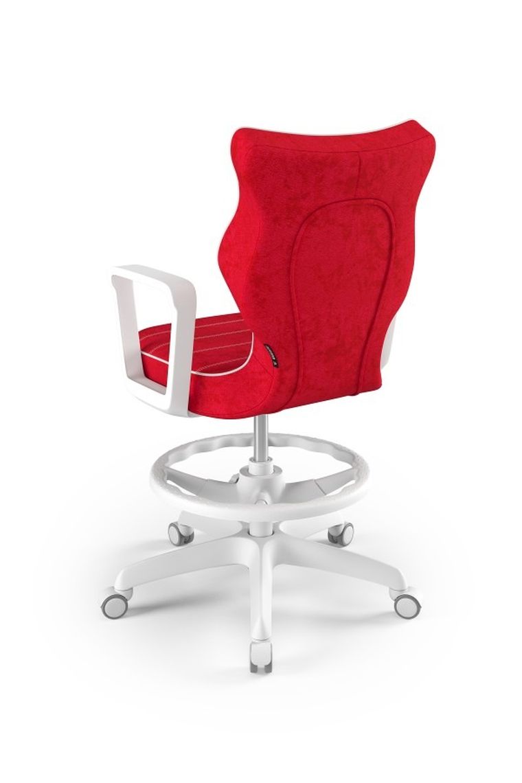 Entelo, Norm, krzesło młodzieżowe z podnóżkiem i podłokietnikami, wzrost 146-176,5 cm, czerwone