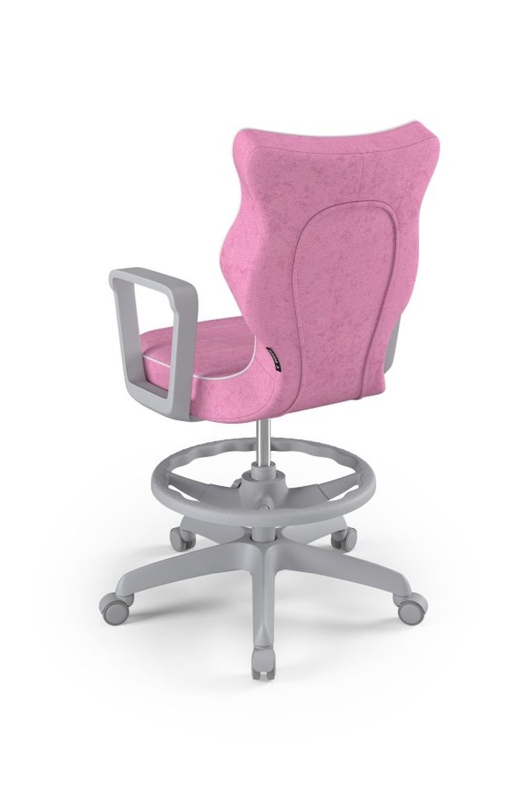Entelo, Norm, krzesło młodzieżowe z podnóżkiem i podłokietnikami, wzrost 146-176,5 cm, różowe