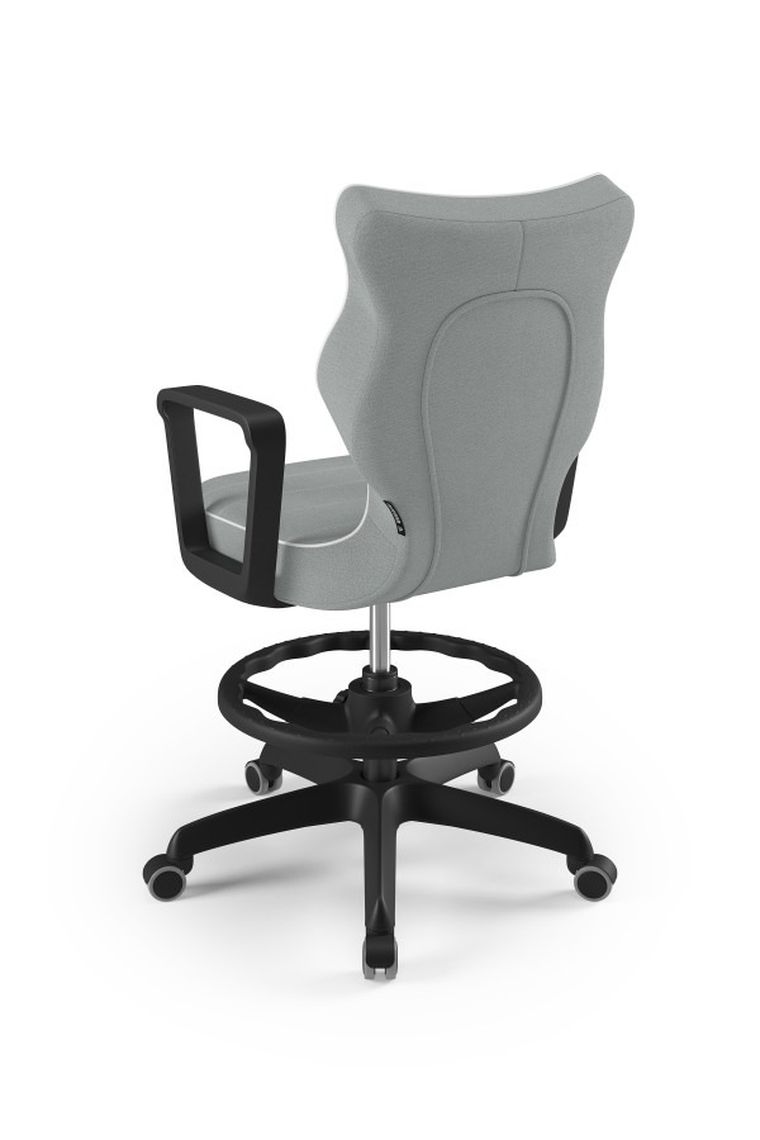 Entelo, Norm, krzesło młodzieżowe z podnóżkiem i podłokietnikami, wzrost 146-176,5 cm, szare