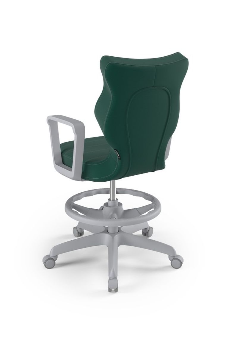Entelo, Norm, krzesło młodzieżowe z podnóżkiem i podłokietnikami, wzrost 146-176,5 cm, zielone