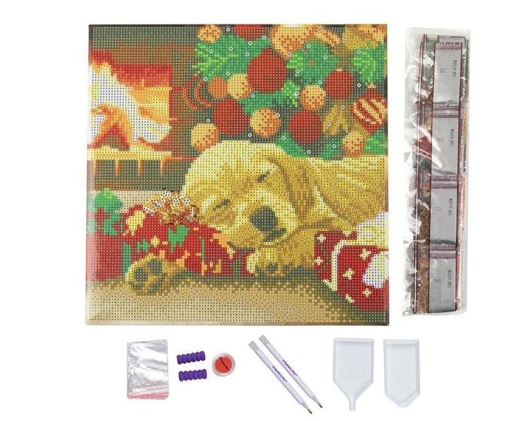 Epee, Crystal Art, obraz na płótnie z mozaiką diamentową, Śpiący labrador, 30-30 cm