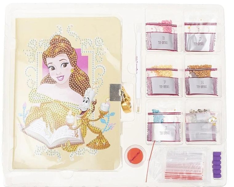 Epee, Księżniczki Disneya, Crystal Art, sekretny pamiętnik z mozaiką diamentową, Bella