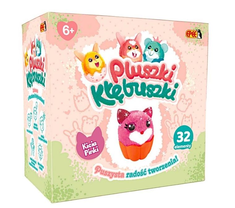 Epee, Pluszki kłębuszki, Myszka Mimi, zestaw kreatywny, żółto-biała, 32 elementy