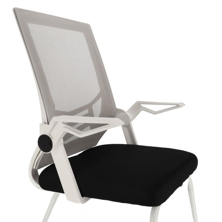 Ergonomiczne krzesło biurowe, konferencyjne z siatki, białe