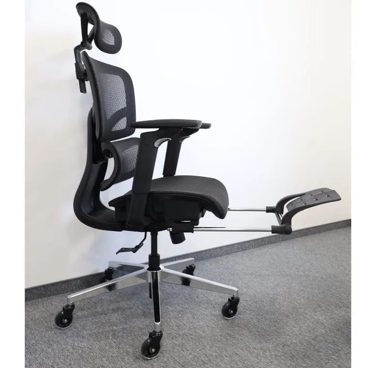 Ergonomiczny fotel biurowy z siatki, czarny