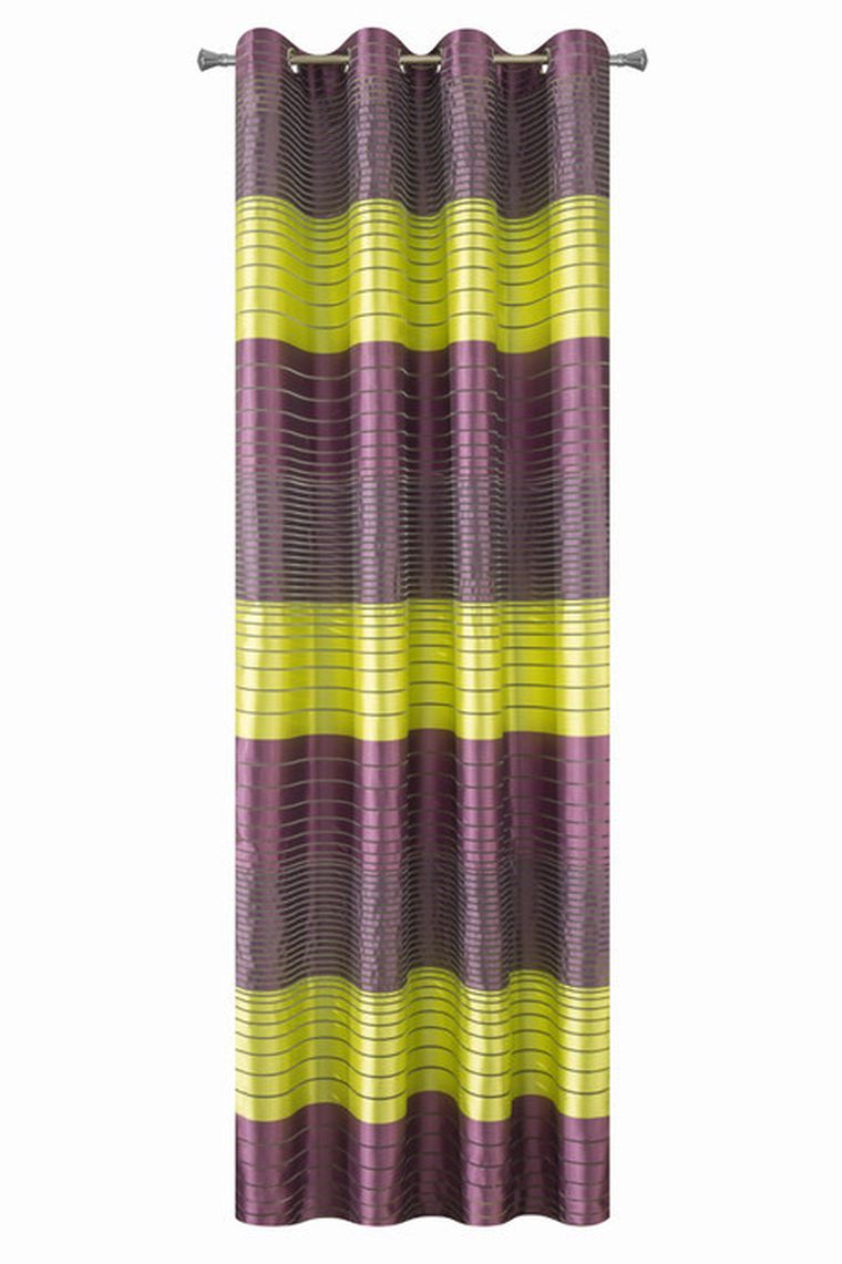 Erin, zasłona gotowa, uszyta z organtyny w pasy o delikatnym połysku, 140-250 cm