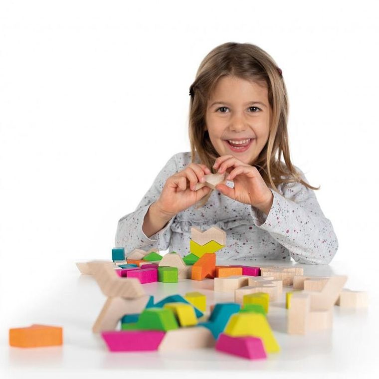 Erzi, GeoBlox, MaxiMix, klocki drewniane, 60 elementów