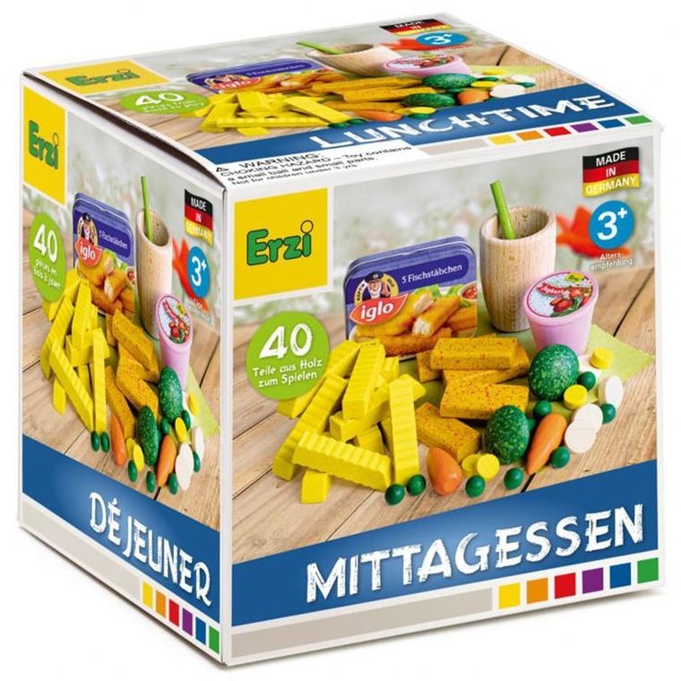 Erzi, Lunch, zabawa w gotowanie, drewniane produkty spożywcze, 40 elementów
