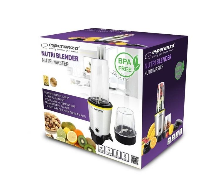 Esperanza, blender sportowy, Master, EKM028, 1000W, czarno-srebrny
