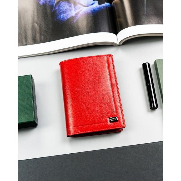 Etui na dokumenty, czerwone, skórzane, Rovicky
