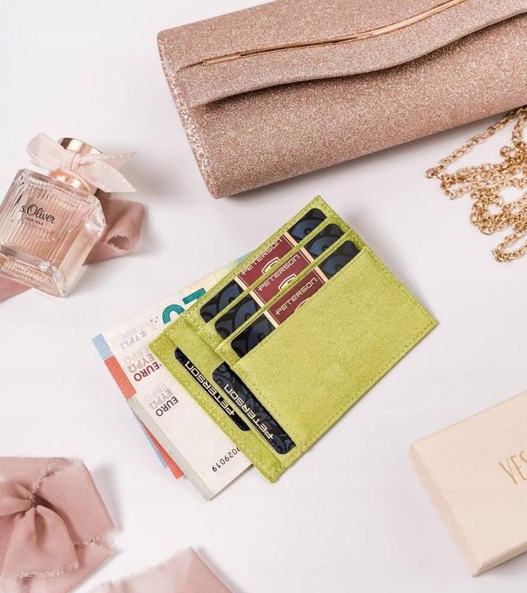 Etui na dokumenty, zielone, skórzane, Peterson