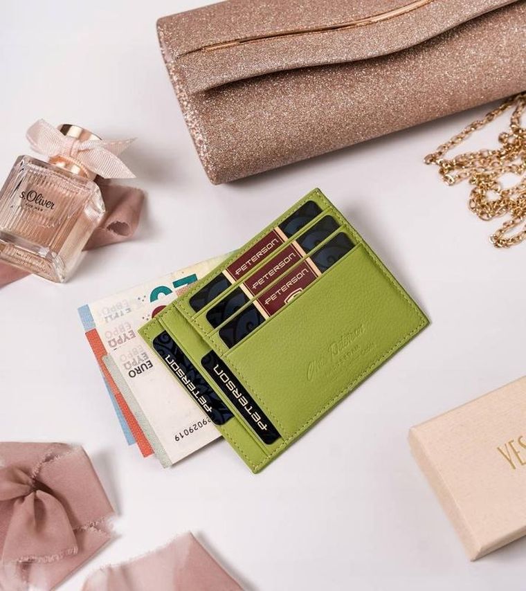 Etui na dokumenty, zielone, skórzane, Peterson