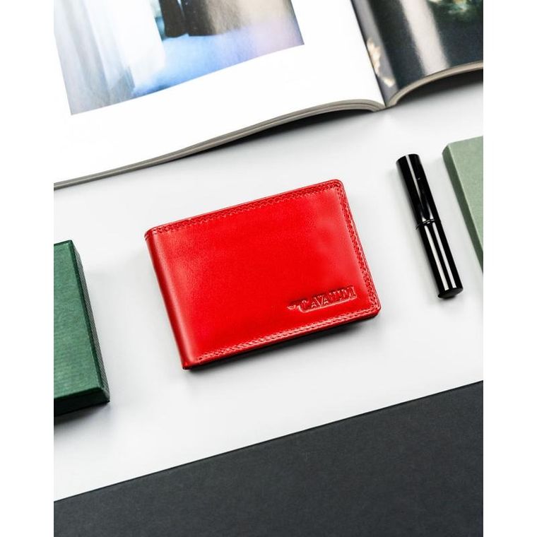 Etui na karty, czerwone, skórzane, 4U Cavaldi