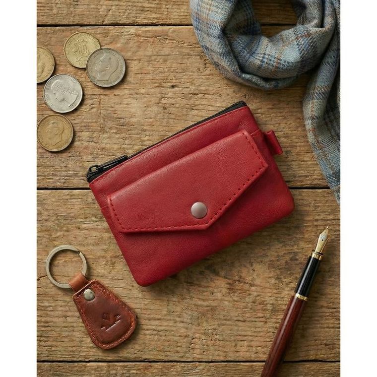 Etui na karty, czerwone, skórzane, 4U Cavaldi