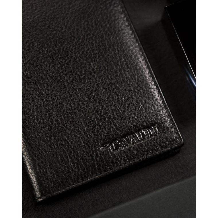Etui na karty i paszport, czarne, skórzane, 4U Cavaldi